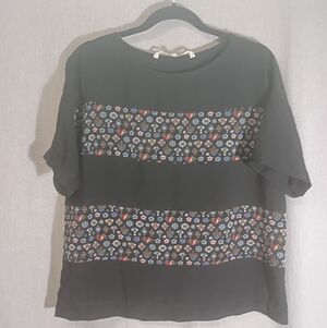 Rachel Roy Size S black Short Sleeve Blouse